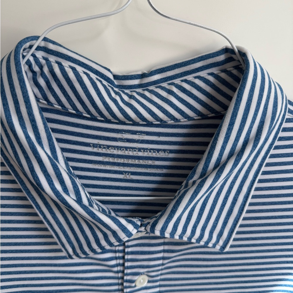 Vineyard Vines Men's Navy and White Striped Polo - Picture 2 of 3